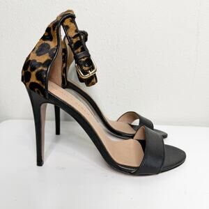 VERONICA BEARD Roan Leopard Print and Black Heels Size 10